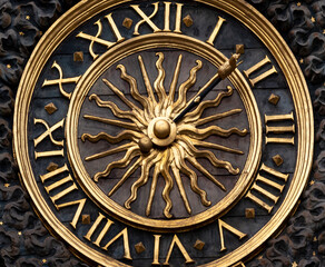 Detail closeup of the Gros Horloge, the big clock in Rouen, France.