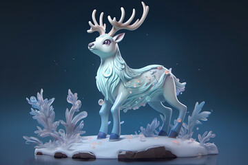 Christmas deer on a white background. Generative AI.
