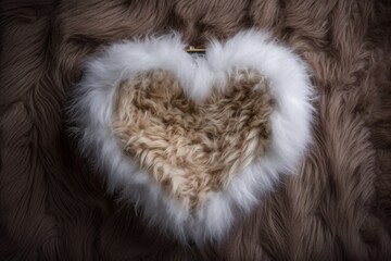 Romantic Heart-Shaped Fluffy Box on Background for Valentine's Day Decoration and Celebration with Copy Space for Gift. Generative AI illustrations.