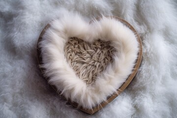 Romantic Heart-Shaped Fluffy Box on Background for Valentine's Day Decoration and Celebration with Copy Space for Gift. Generative AI illustrations.