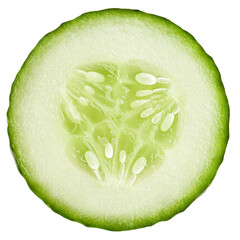 cucumber slice isolated on white background, full depth of field