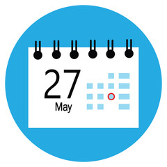 calendar icon, 27 may icon with white background