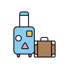 Set of two suitcases. Family suitcases. Travel suitcases. Vector