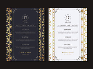 17th anniversary menu design template