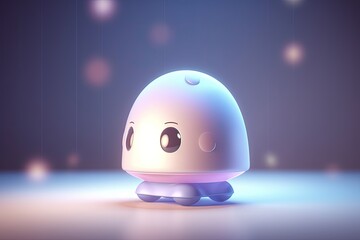 Fototapeta premium 3D cute character machine at the dark gradient background. Generative AI.