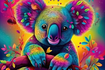 Fototapeta na wymiar The colorful art of Koala bear. Generative AI.