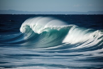 Abstract background with waves. Generative AI.