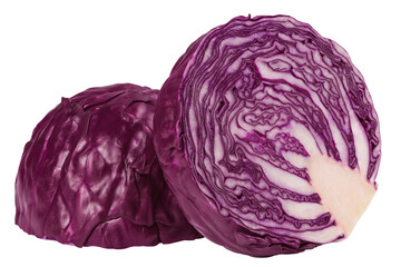 red cabbage, isolated on white background, full depth of field