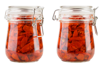 sun dried tomatoes, isolated on white background, full depth of field