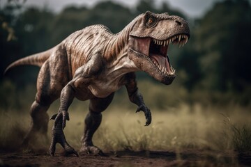 Fototapeta premium Tyrannosaurus rex 3d render. Generative AI.