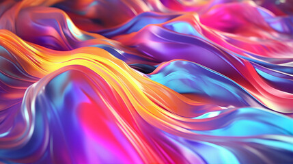 Abstract multicolor holographic coloured sweeping fluid background. A.I. generated.