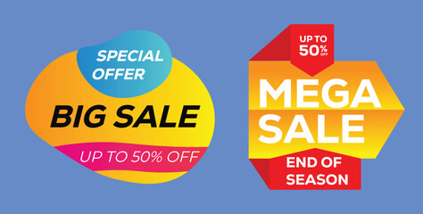 Pack of colorful origami sales banners with offer tag