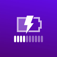 charging battery vector icon with progress bar