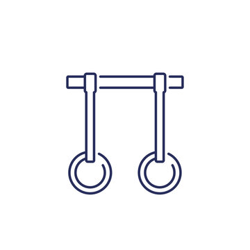 gymnastics rings and a bar line icon