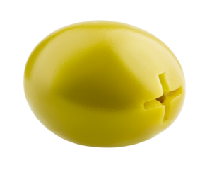 pitted olive isolated on white background, full depth of field