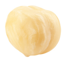 Hazelnut peeled, isolated on white background, full depth of field