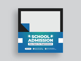 School admission web banner and social media post template