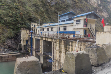 Dam at Pitiao river near Wolong town in Sichuan province, China