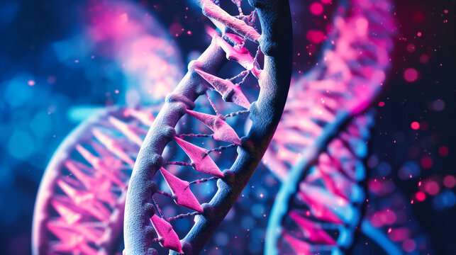 a pair of dna strands are shown in the background