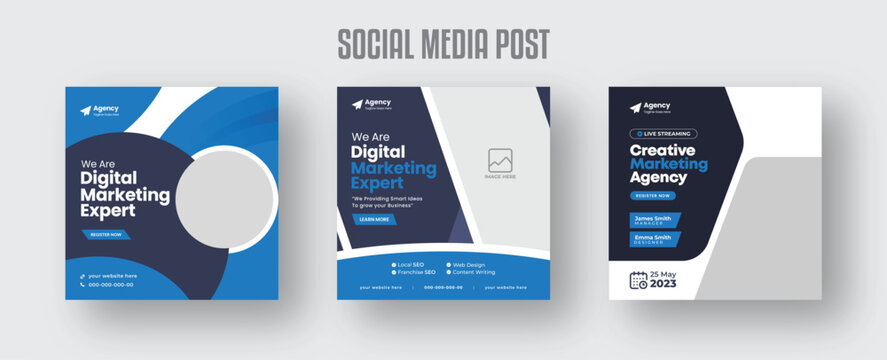 Marketing agency web banner posts or square Facebook Instagram template