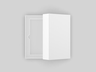 Blank cell phone mobile packaging paper box, 3d render illustration.