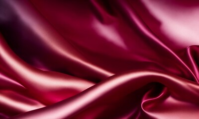 silk satin. Beautiful soft folds. Shiny fabric.Dark luxury background with space for design. Christmas, Birthday, Valentine day, Valentine. Festive concept. Table top view (Generative AI) - obrazy, fototapety, plakaty