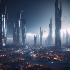 Naklejka na ściany i meble Futuristic Space City