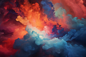 swirls of turbulent red and blue color, abstract background