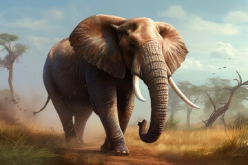 Fototapeta na wymiar Elephant closeup safari. Generate Ai