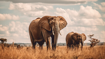 Obraz na płótnie Canvas Elephants walking on a dirt road