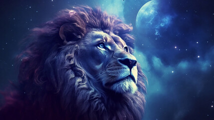 Leo Zodiac sign depicted as a majestic lion Generative ai