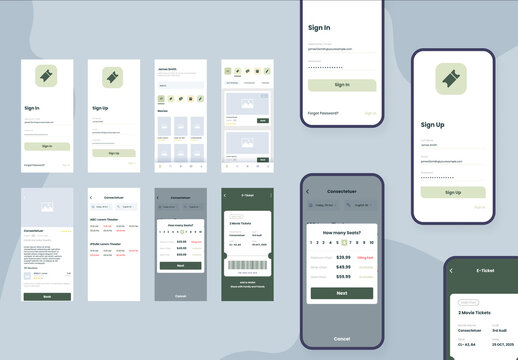 Sign Up, Sign In and Forgot Password, Mobile App Screens. Colorful Gradient, UI and UX Layouts.