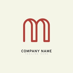 Letter M logotype Monoline style, simple and elegant M logo, Retro theme - Vector