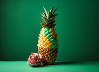 an ice cream cone containing pineapple