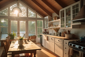 Fototapeta na wymiar Detail interior view of kitchen. AI generative
