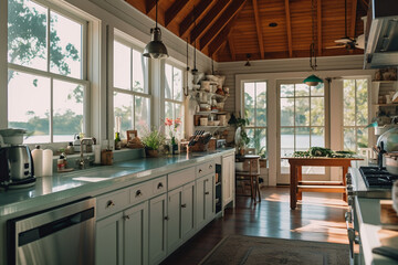 Fototapeta na wymiar Detail interior view of kitchen. AI generative