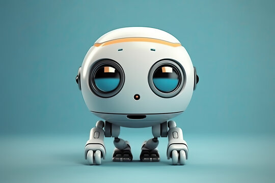 3d little robot, close up, isolate background, generative ai