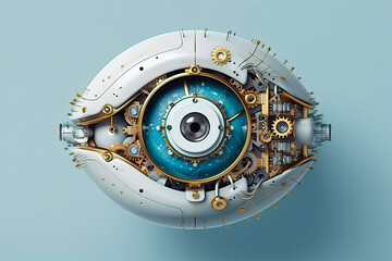 illustration of a technological eye, close up, future concept, generative ai - obrazy, fototapety, plakaty