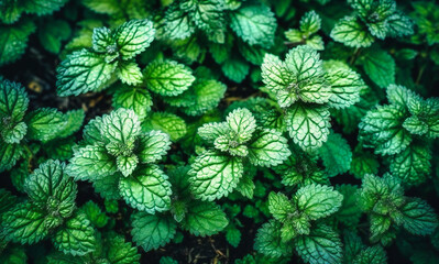 a close up of green mint plants