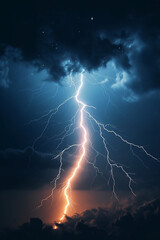 Fototapeta na wymiar Realistic lightning in dark sky. AI generative