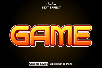 game text effect with orange color graphic style editable.