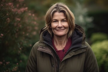 Portrait of a beautiful middle-aged woman in a park.