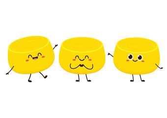 Tamagoyaki is Japanese food. Tamagoyaki character cartoon vector. Egg roll.