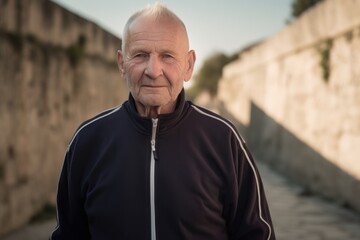 Portrait of an elderly man in sportswear on the street