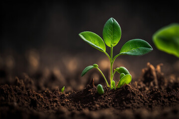 Fototapeta na wymiar New Life: Green Plant Growing in Good Soil