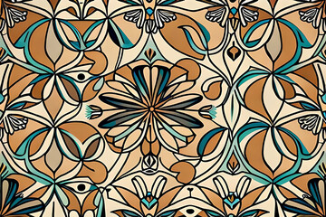 pattern inspired by Art Nouveau, featuring flowing curves and organic shapes