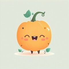 Happy smiling kawaii orange pumpkin cartoon character, funny cute vegetable sticker color personage icon isolated on white background, healthy organic diet food concept. AI generative.