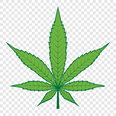 Green Cannabis, Marijuana, Marihuana, Weed, Hemp leaf vector icon on Transparency background.