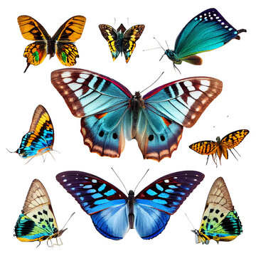 Beautiful and rare butterfly on a transparent background (PNG). AI generator
