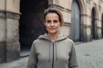 Portrait of a middle-aged woman in sportswear in the city